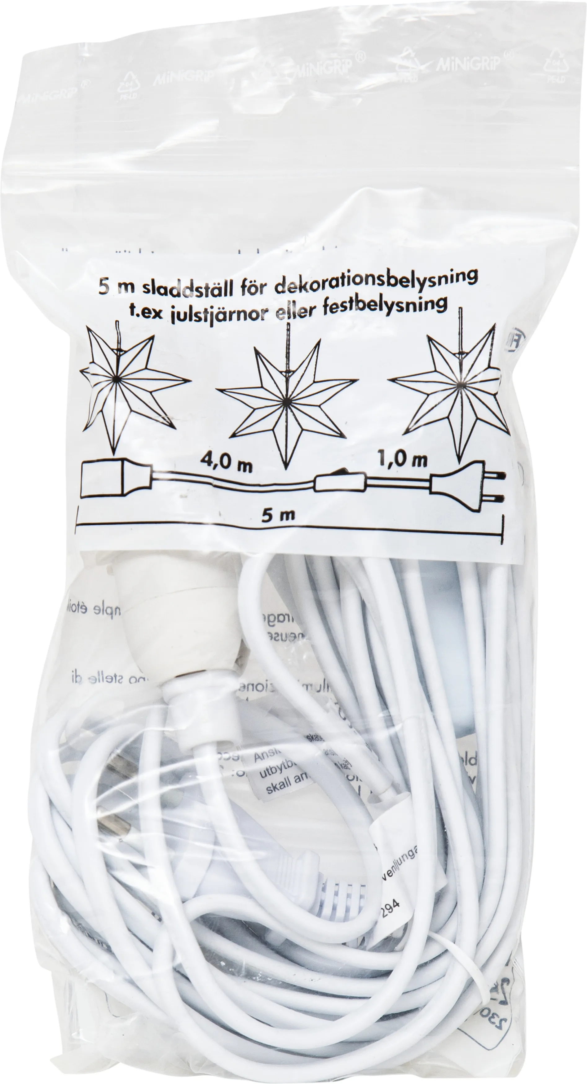 Cable E14 5 m con interruptor, blanco Star Trading