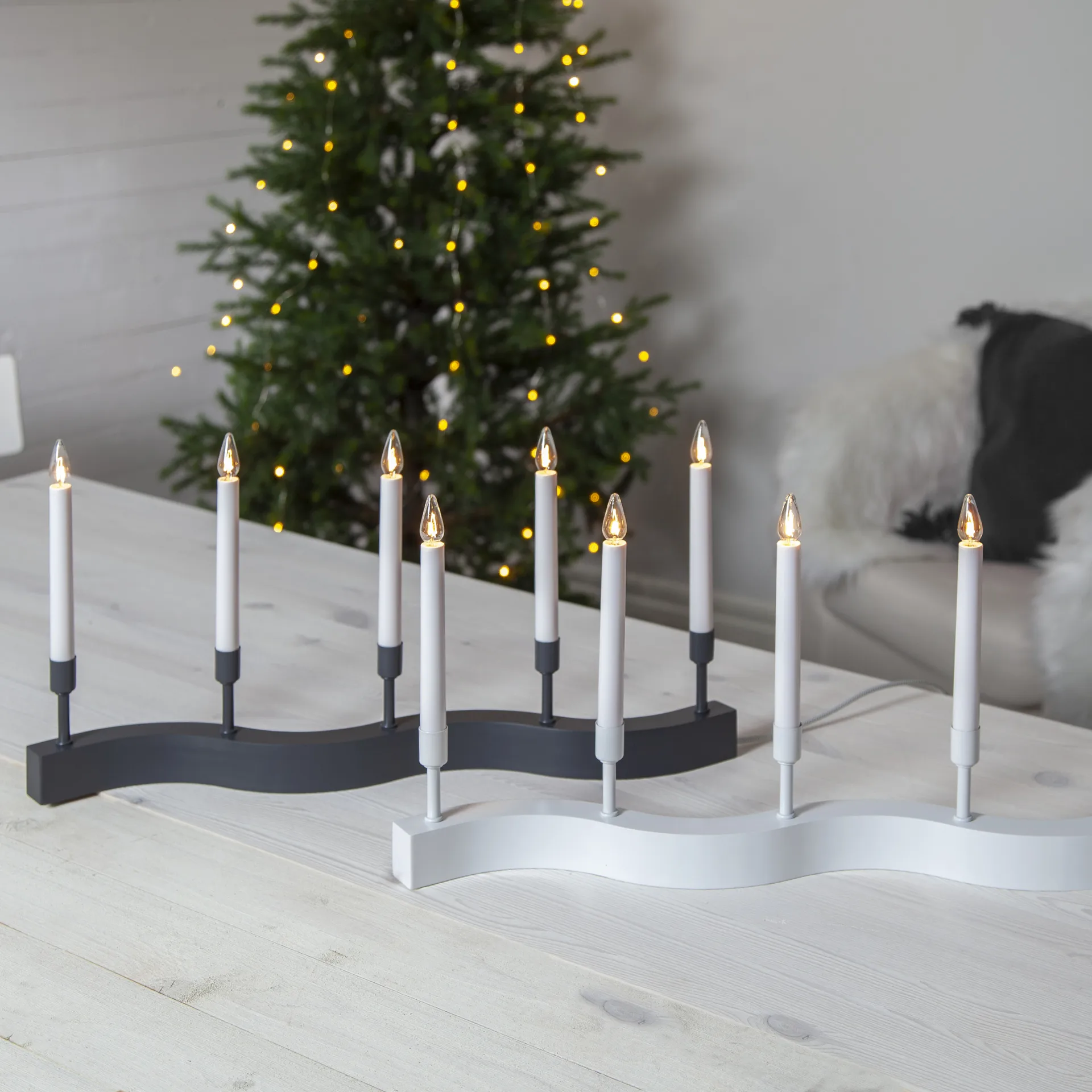 Candelabro de Adviento Flow, gris Star Trading