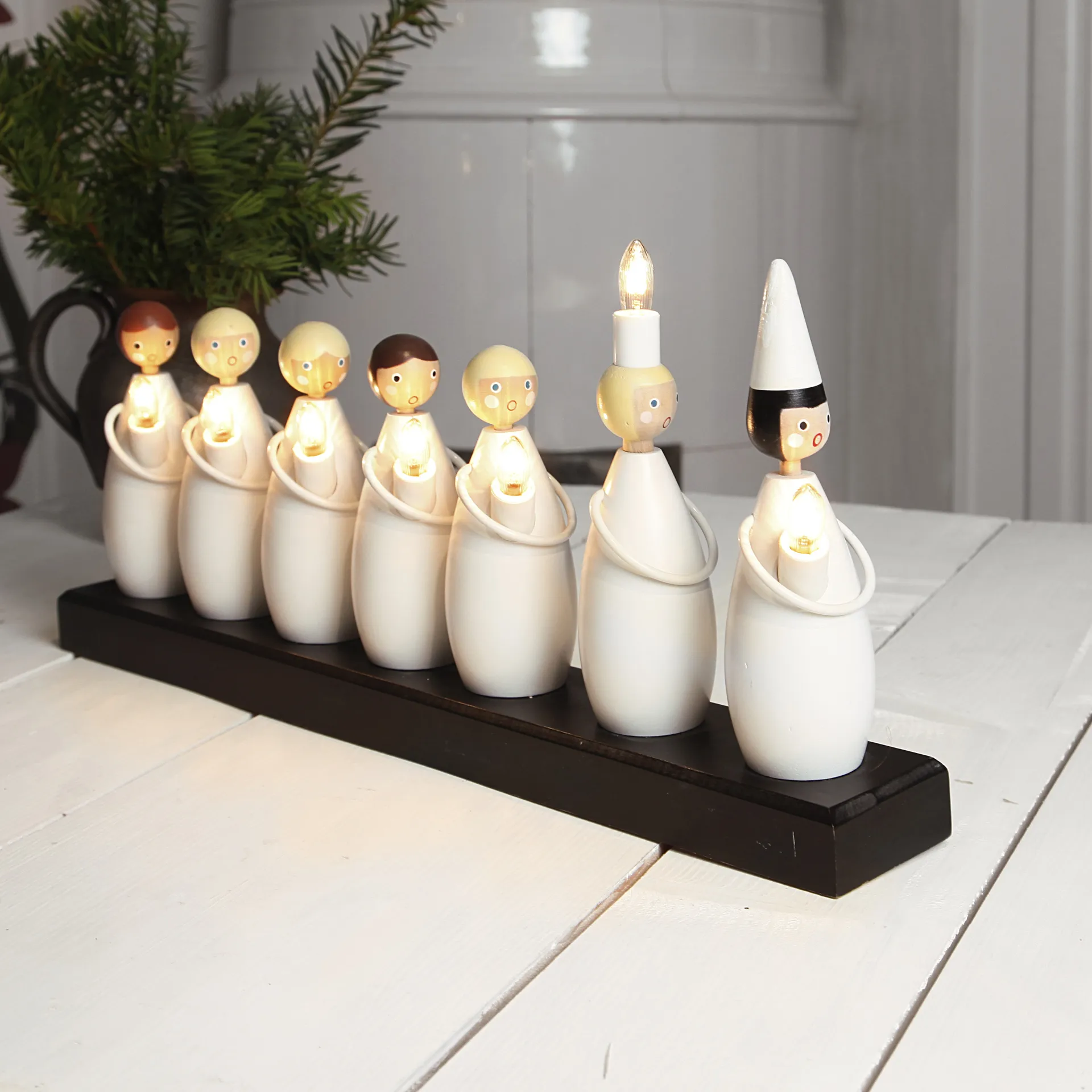 Candelabro de Adviento Luciatåg, blanco Star Trading