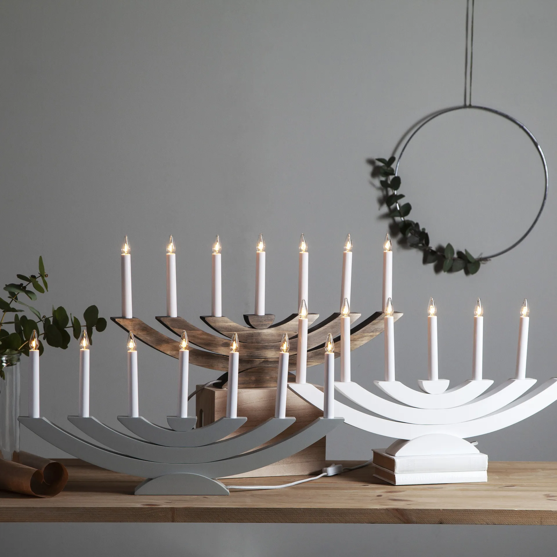 Candelabro de Adviento Navida, gris Star Trading