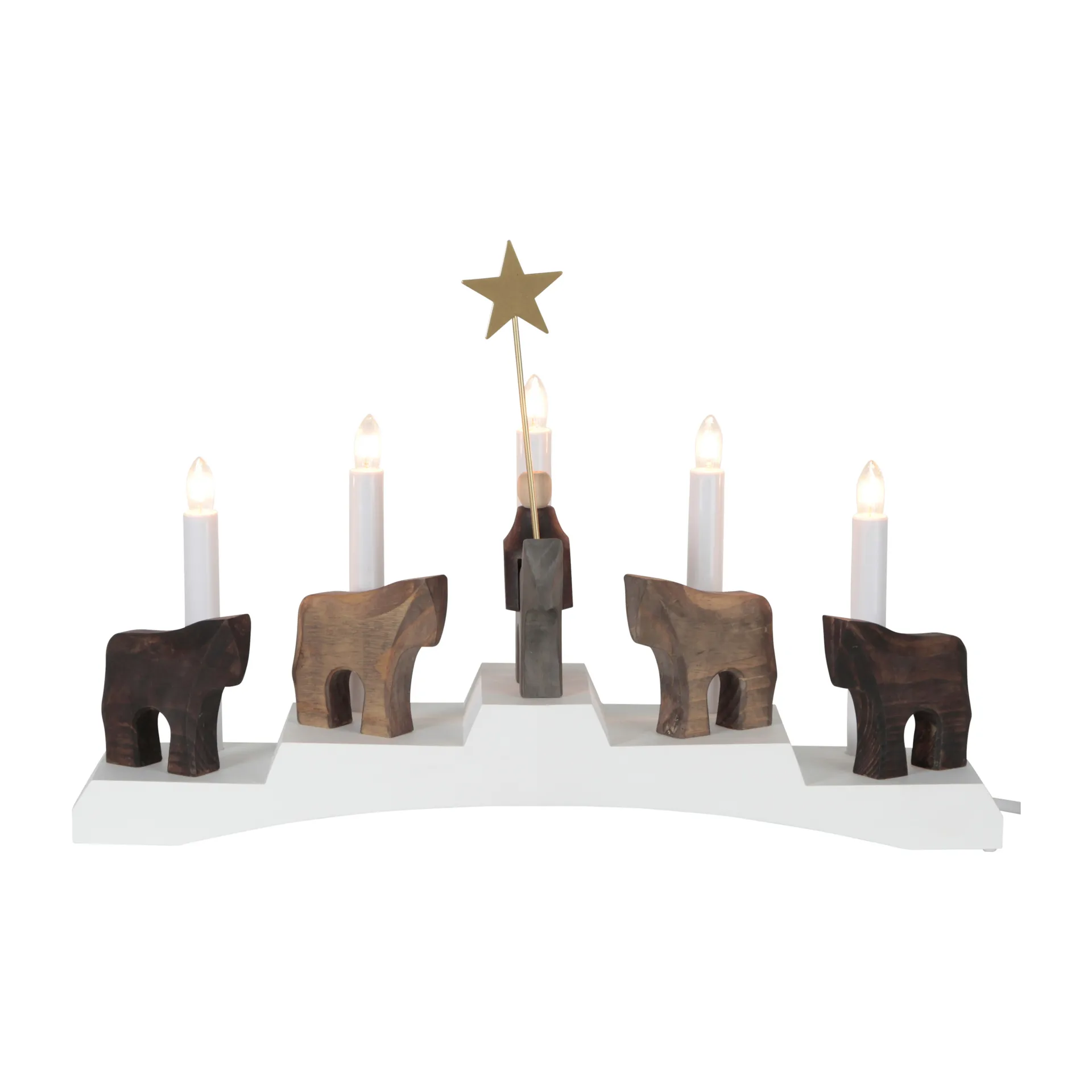 Candelabro de adviento Staffans fålar 5 lámparas, blanco Star Trading