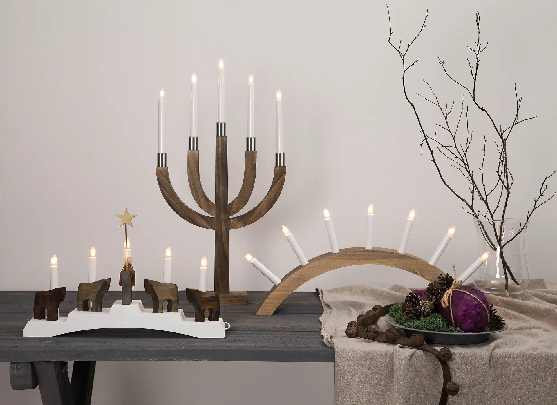 Candelabro de adviento Staffans fålar 5 lámparas, blanco Star Trading