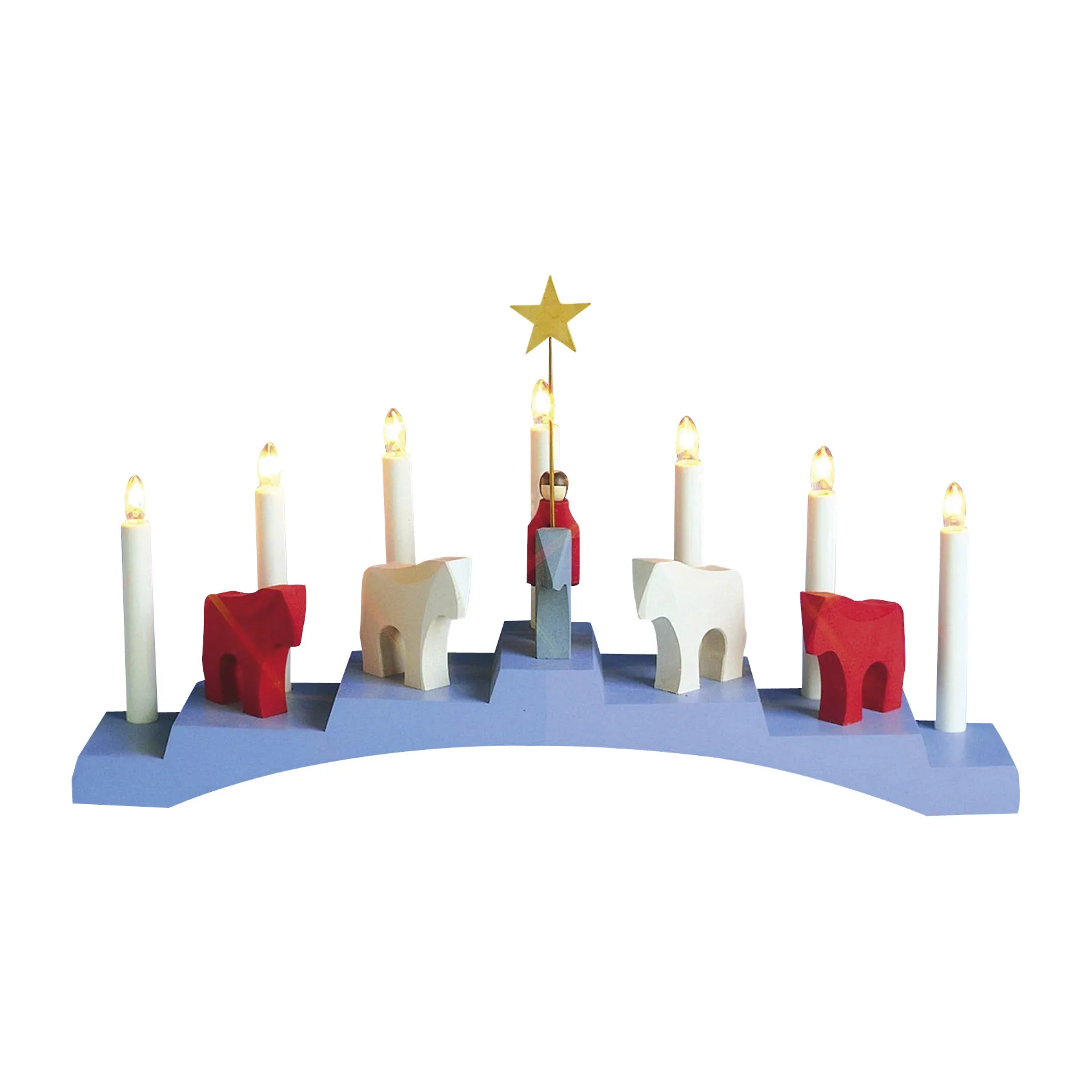 Candelabro de adviento Staffans fålar 7 lámparas, azul Star Trading