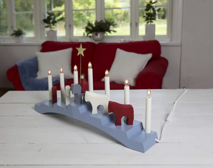 Candelabro de adviento Staffans fålar 7 lámparas, azul Star Trading