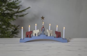 Candelabro de adviento Staffans fålar 7 lámparas - azul - Star Trading