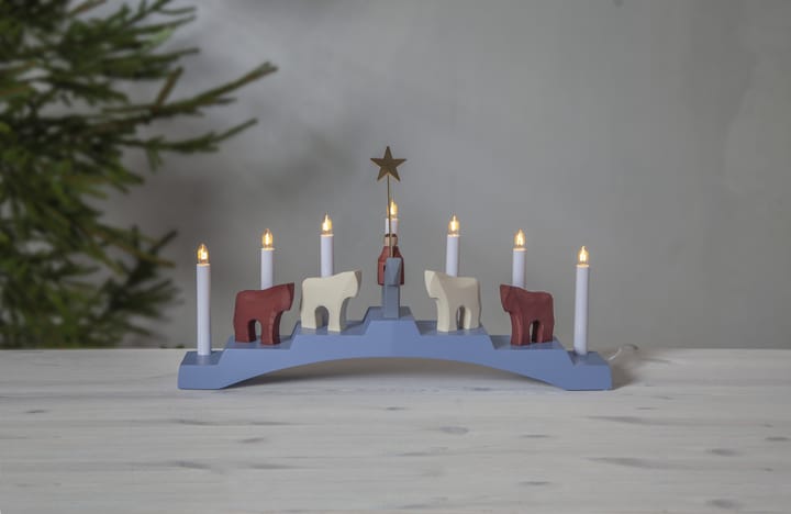 Candelabro de adviento Staffans fålar 7 lámparas, azul Star Trading