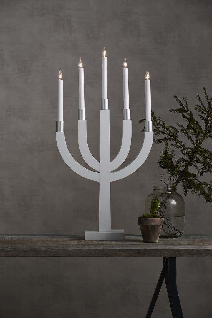 Candelabro eléctrico Elias, blanco-plata Star Trading