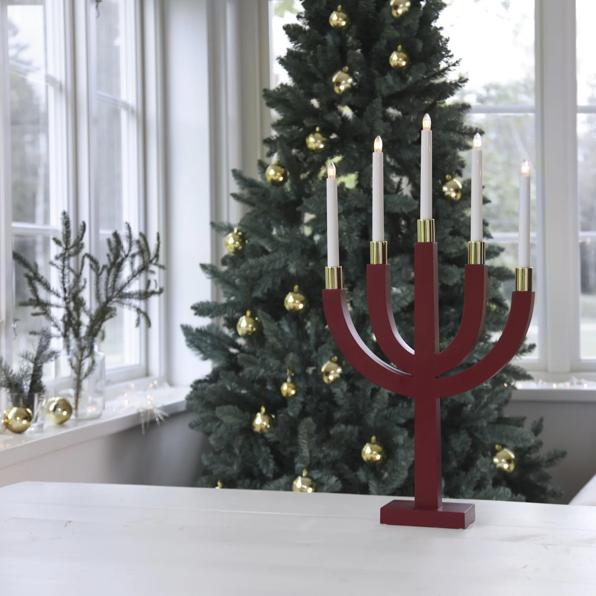 Candelabro eléctrico Elias, rojo Star Trading