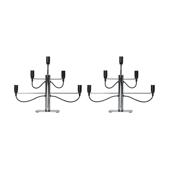 Candelabro Milano 5 46 cm paquete de 2 - Cromo - Star Trading