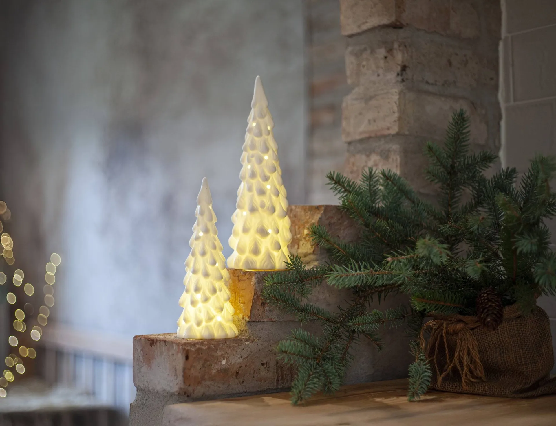 Decoración de interior de invierno, Abeto blanco, 2 piezas Star Trading Decoración de interior de invierno, Abeto blanco, 2 piezas Star Trading