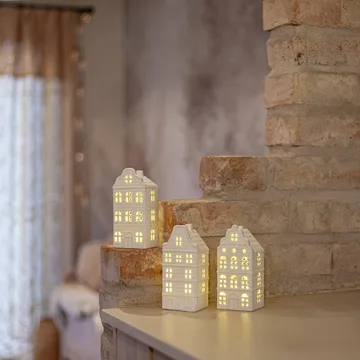 Decoración de interior de invierno - Casa blanca, 3 piezas - Star Trading