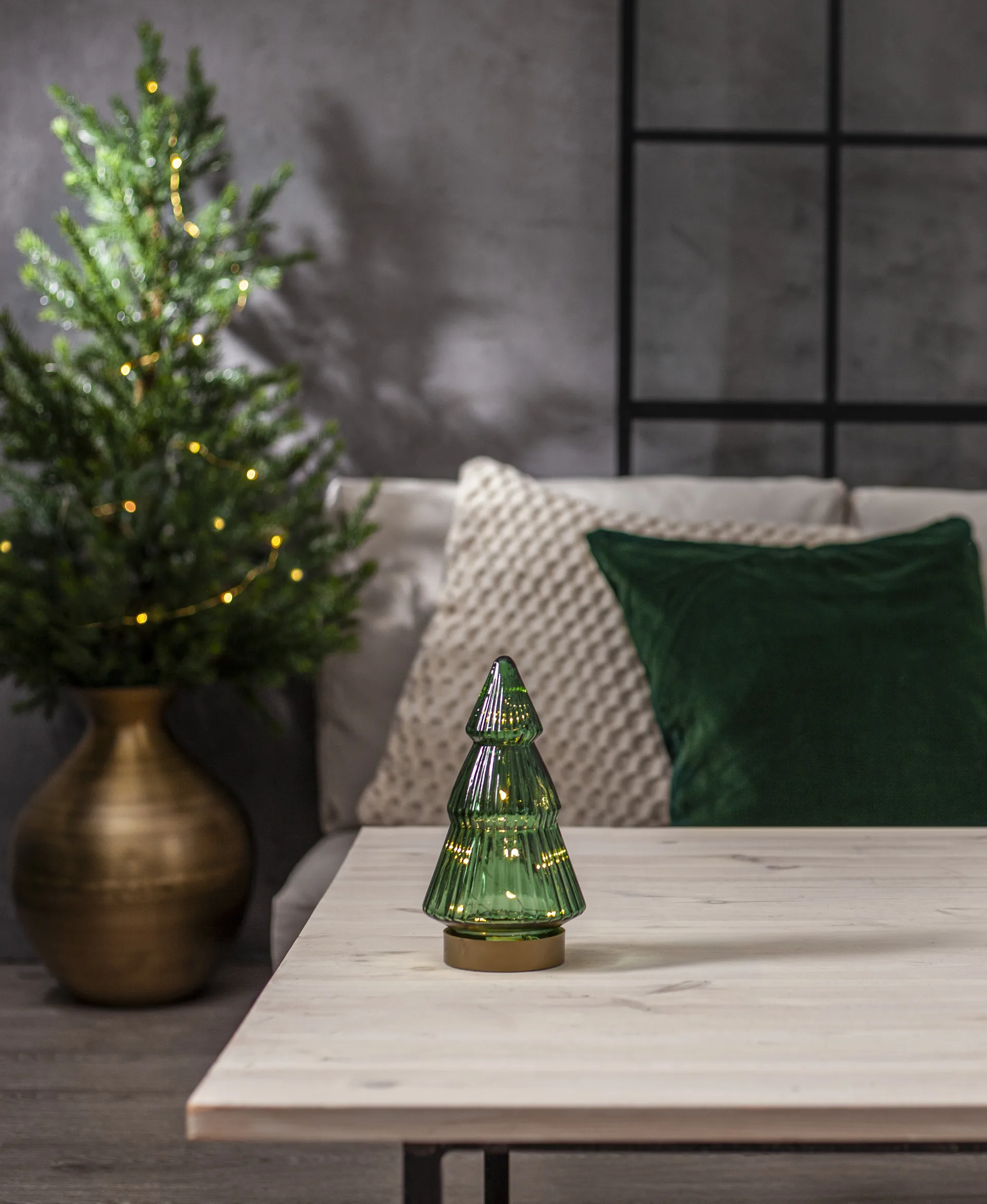 Decoración de vidrio Verde LED 20 cm, Verde Star Trading