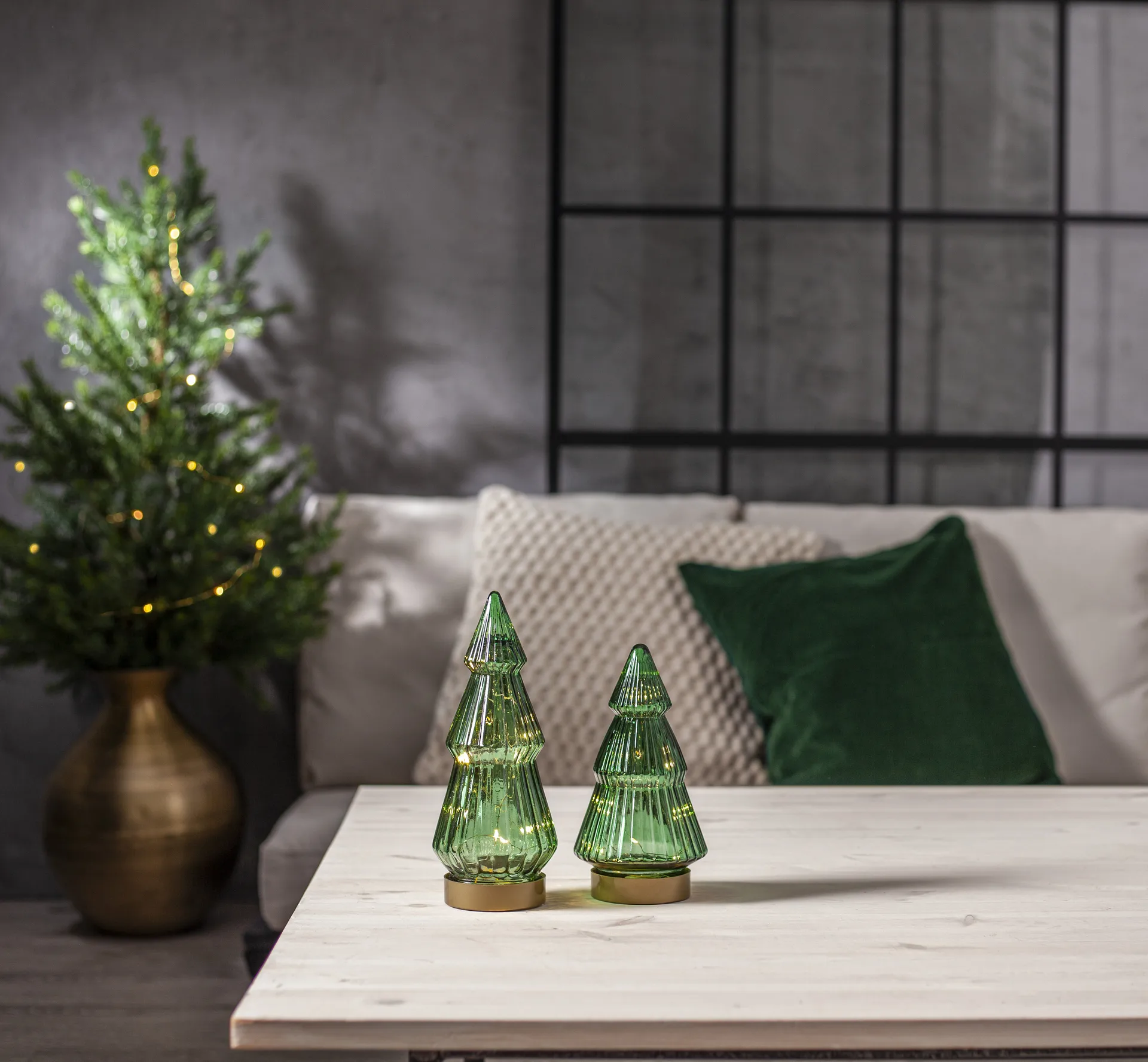 Decoración de vidrio Verde LED 20 cm, Verde Star Trading