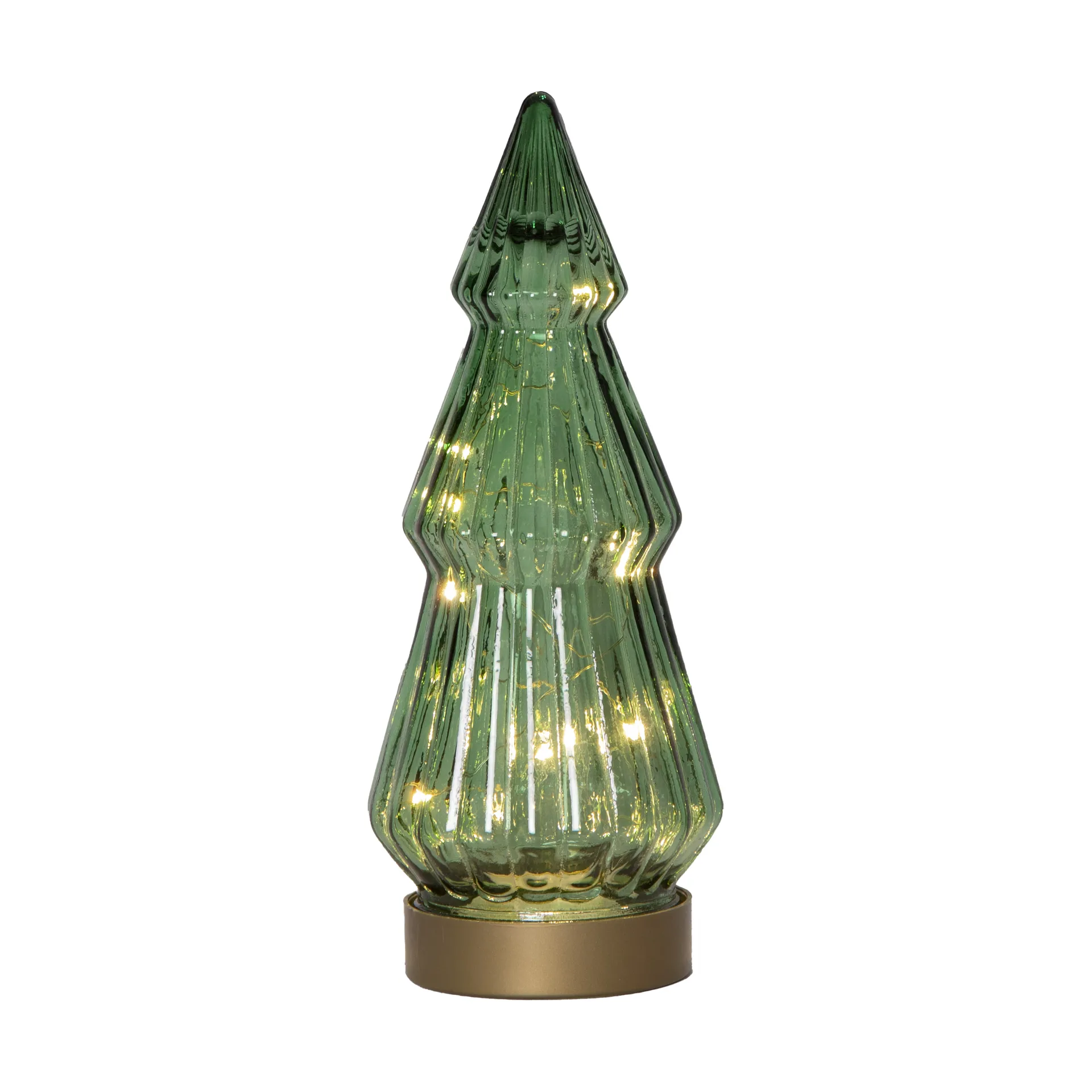 Decoración de vidrio Verde LED 24 cm, Verde Star Trading