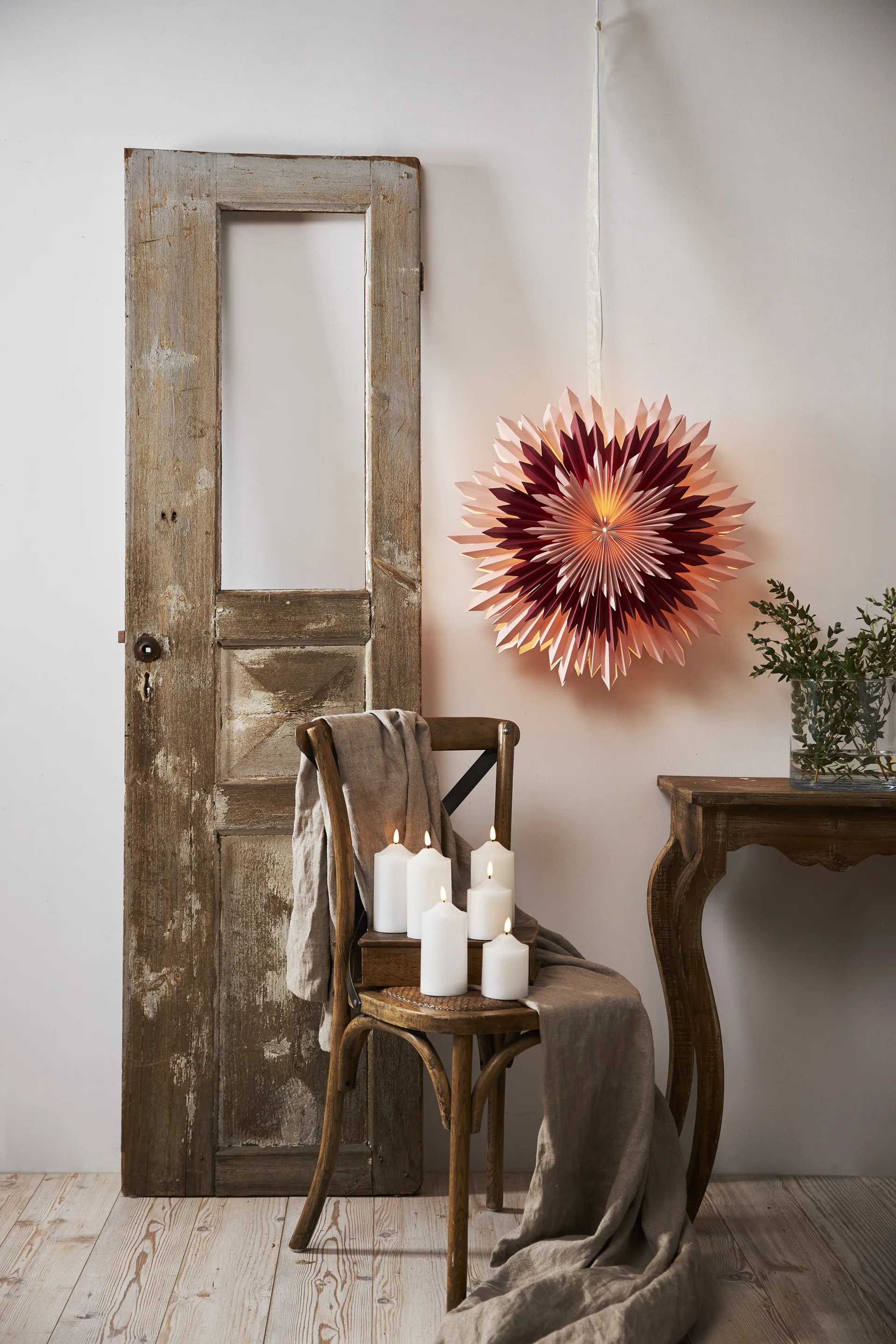 Estrella de adviento Ice Ø50 cm, Rosa Star Trading