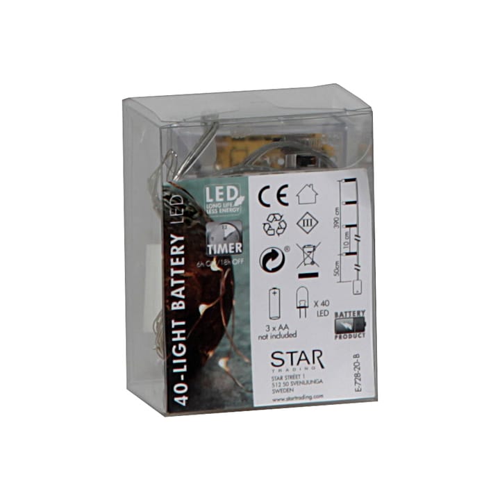 Guirnalda de luces LED Dew Drop batería, 4 m, alambre plata Star Trading