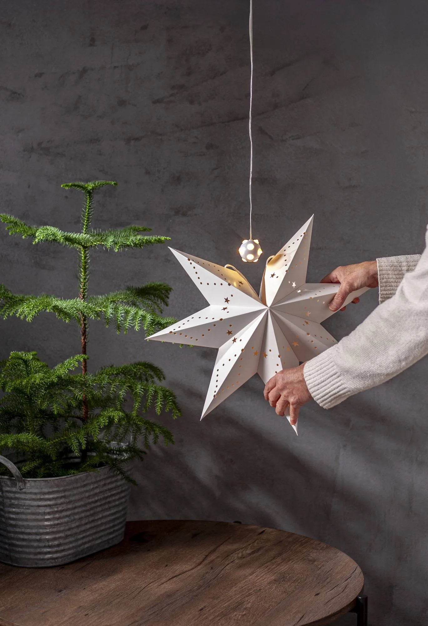 Guirnalda de luces Lighty , fuente de luz para estrella de Adviento, Bola blanca Star Trading