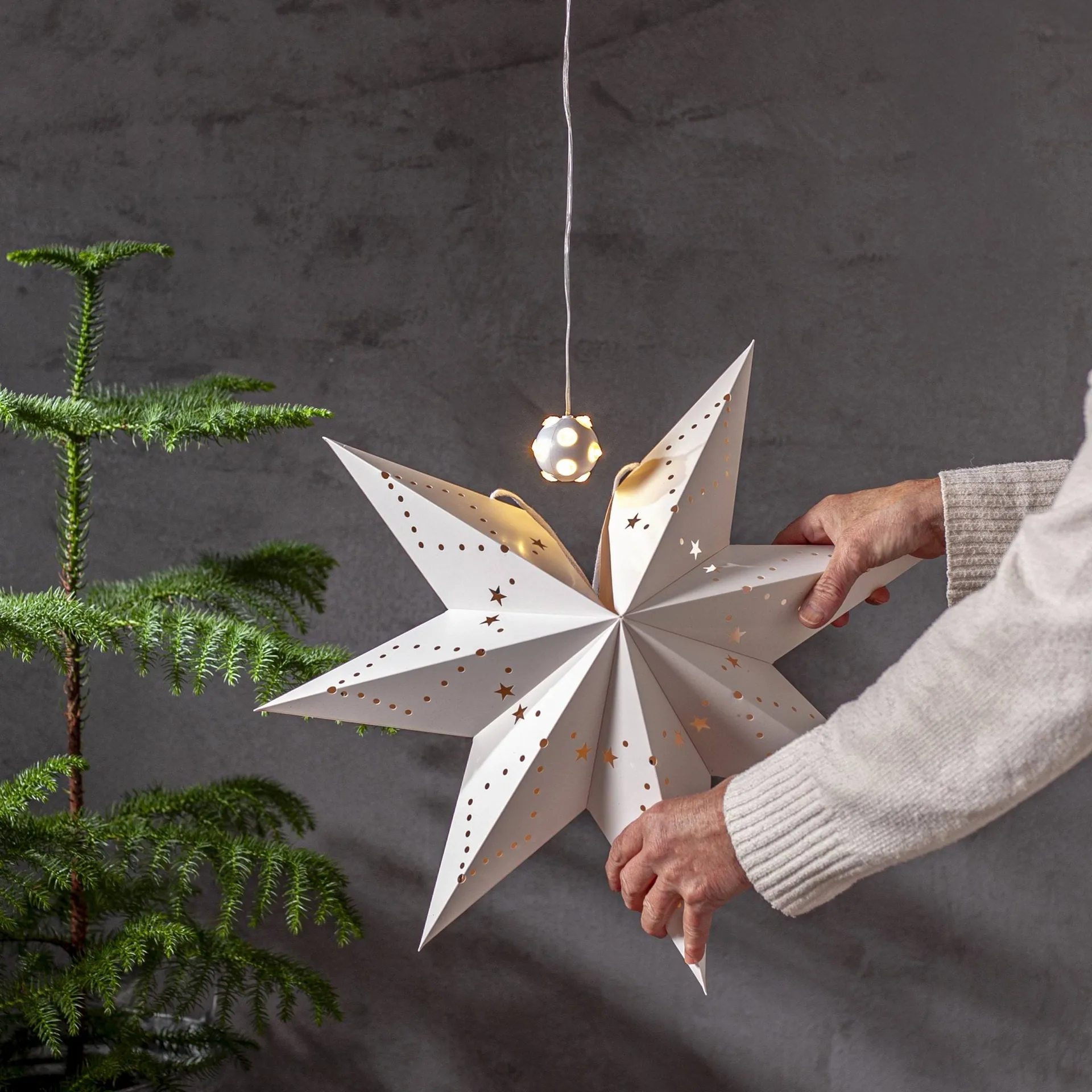 Guirnalda de luces Lighty , fuente de luz para estrella de Adviento, Bola blanca Star Trading