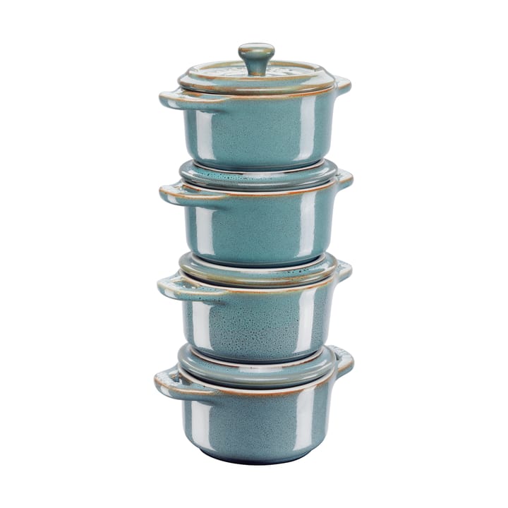 Batería de cocina mini Staub Ø10 cm 4 piezas, Turquesa antiguo STAUB