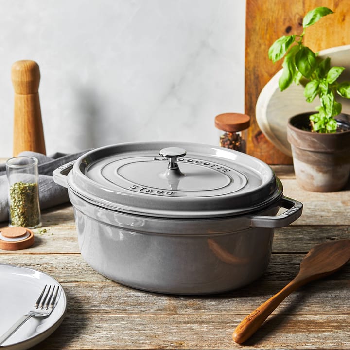 Cacerola de hierro fundido Staub La Cocotte oval 6,7 L, Gris grafito STAUB