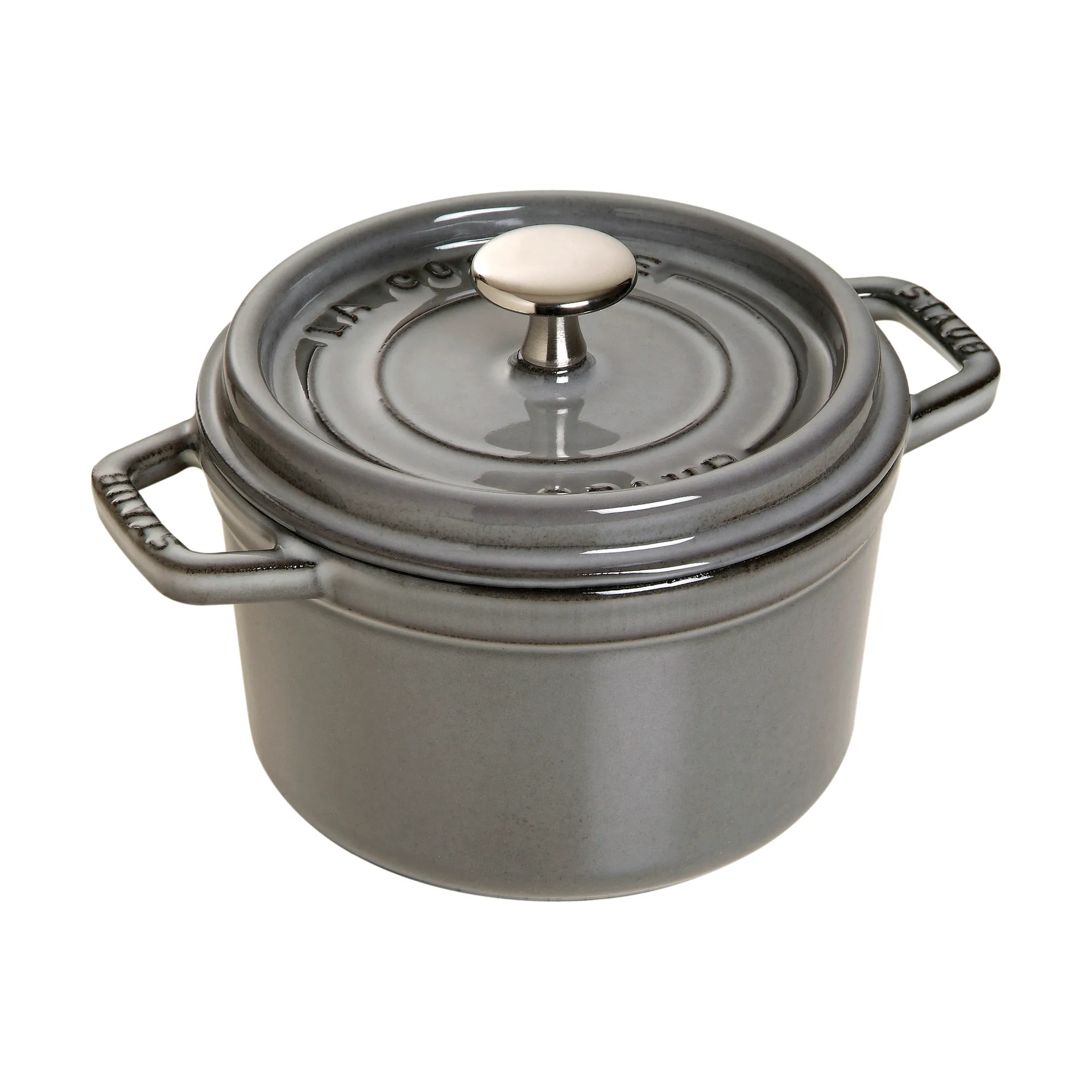Cacerola de hierro fundido Staub La Cocotte redonda 0,8 L, Gris grafito STAUB