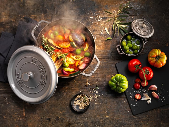 Cacerola de hierro fundido Staub La Cocotte redonda 12,6 L, Gris grafito STAUB