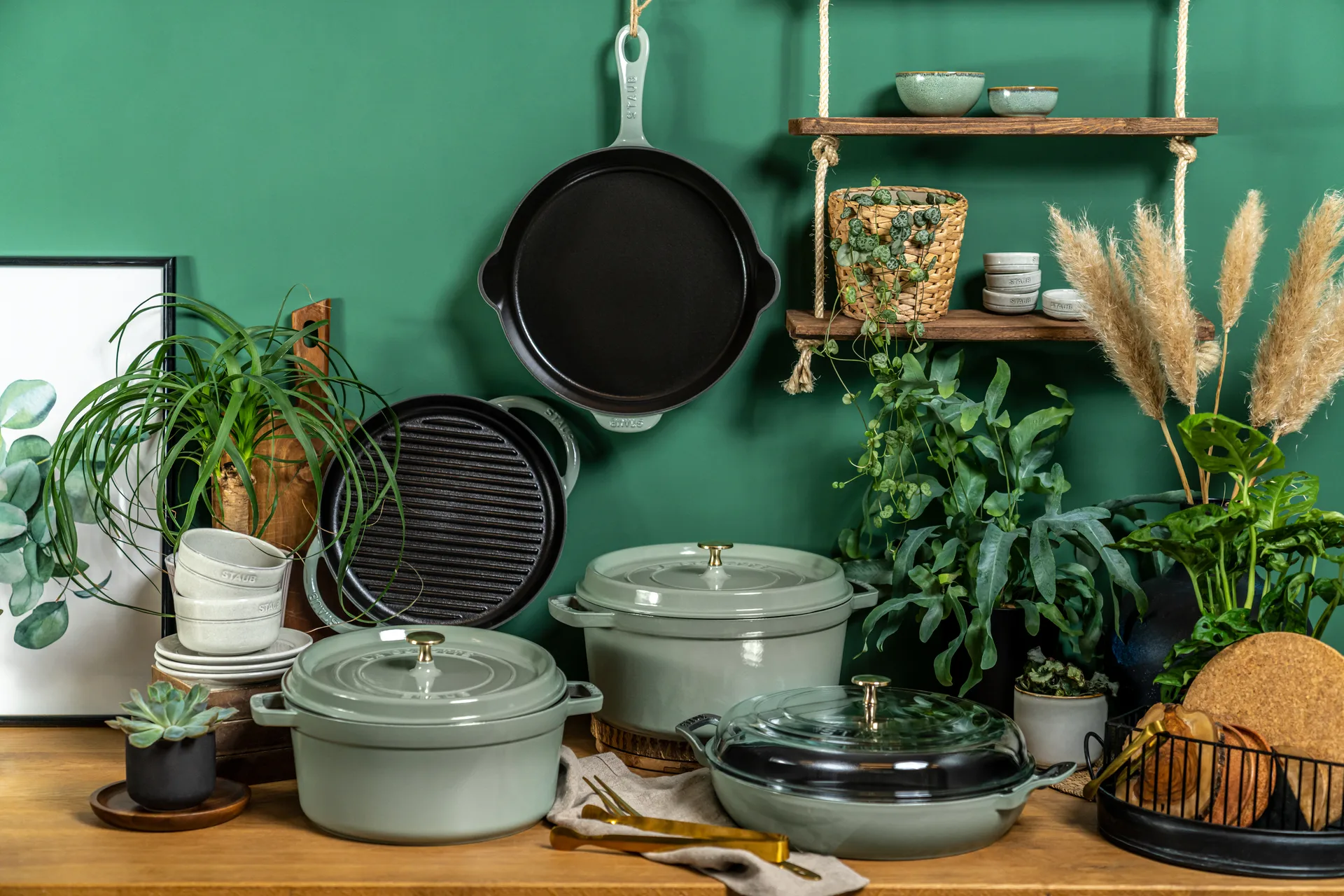 Cacerola de hierro fundido Staub La Cocotte redonda 6,75 L, Madera de eucalipto STAUB