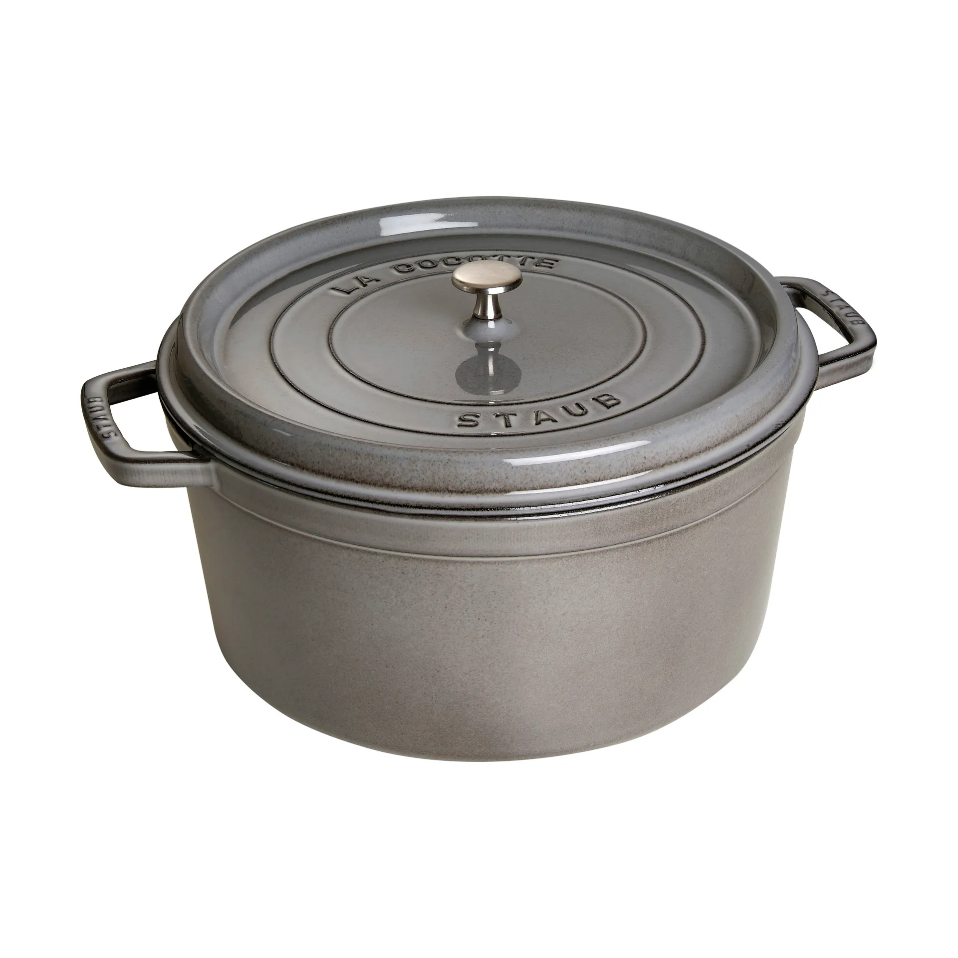Cacerola de hierro fundido Staub La Cocotte redonda 8,4 L, Gris grafito STAUB
