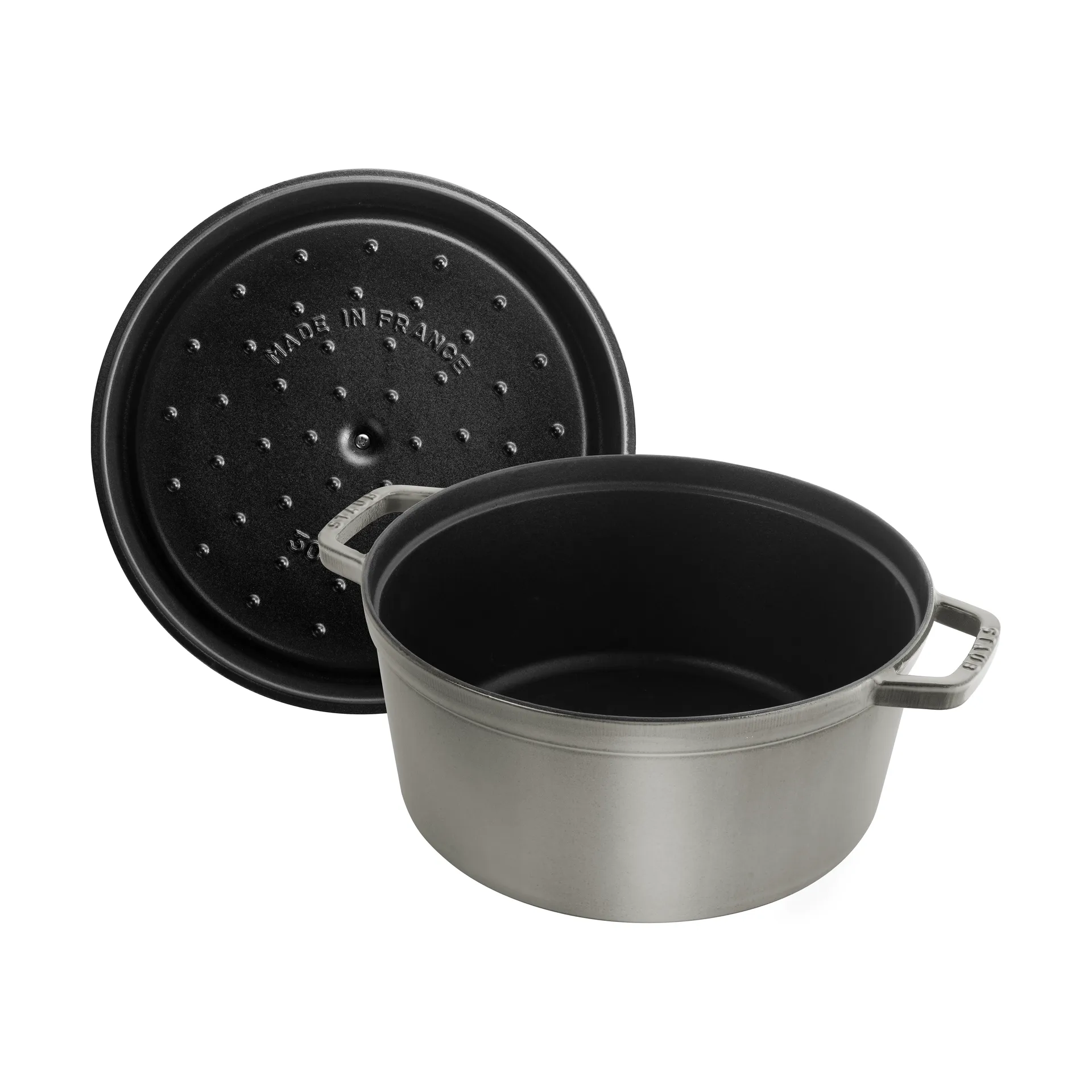 Cacerola de hierro fundido Staub La Cocotte redonda 8,4 L, Gris grafito STAUB