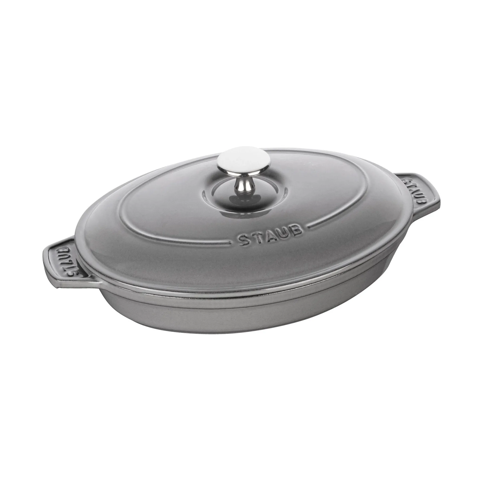 Fuente para horno Staub de hierro fundido con tapa ovalada 23 cm, Gris grafito STAUB