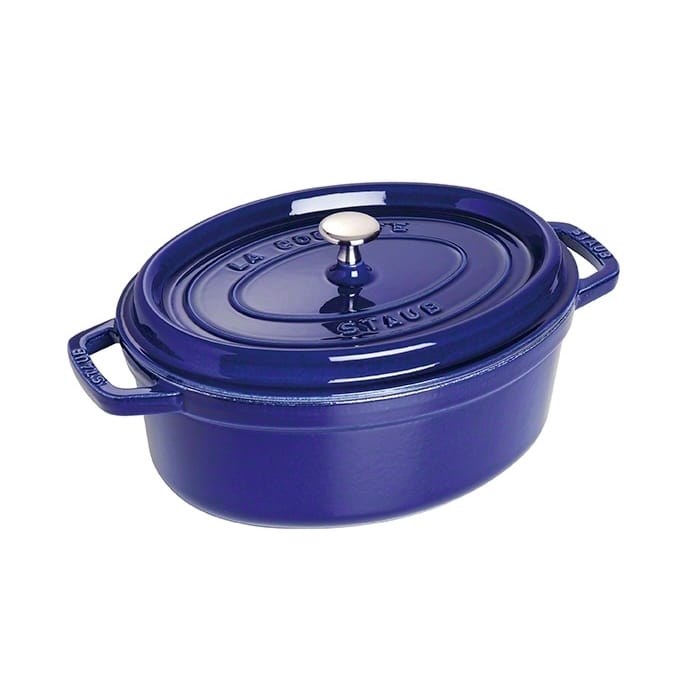 Olla de hierro fundido Staub ovalada, tres capas de esmalte 4,2 l - azul oscuro - STAUB