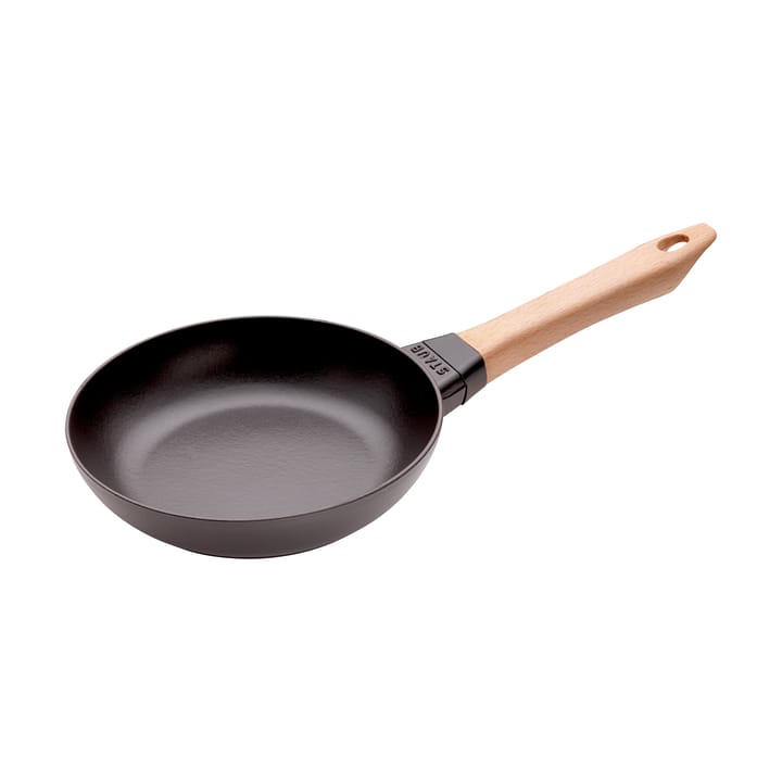 Sartén de hierro fundido Staub negra con mango de madera claro - Ø20 cm - STAUB