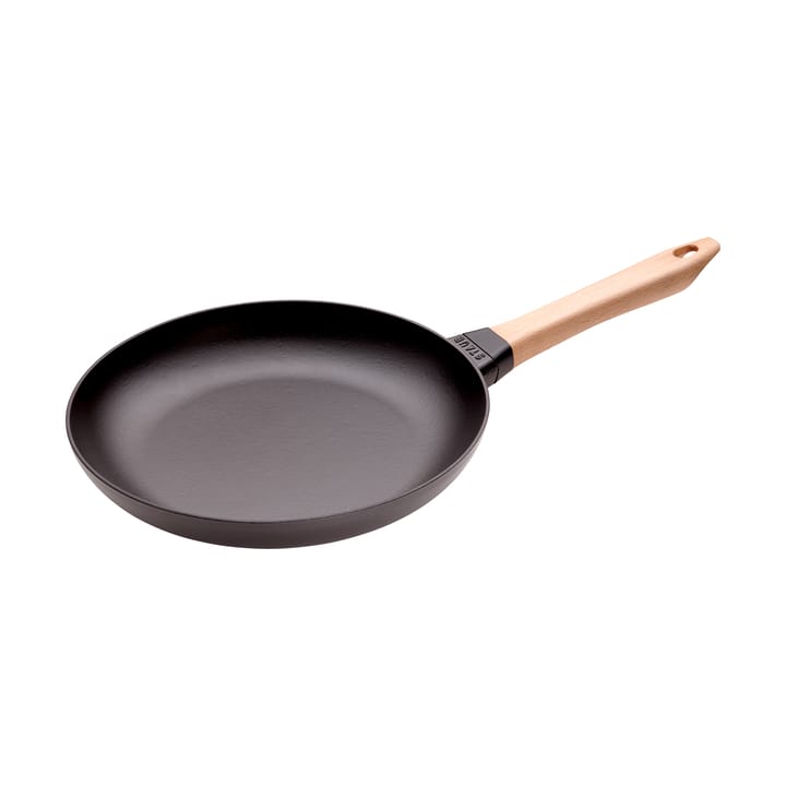 Sartén de hierro fundido Staub negra con mango de madera claro - Ø28 cm - STAUB