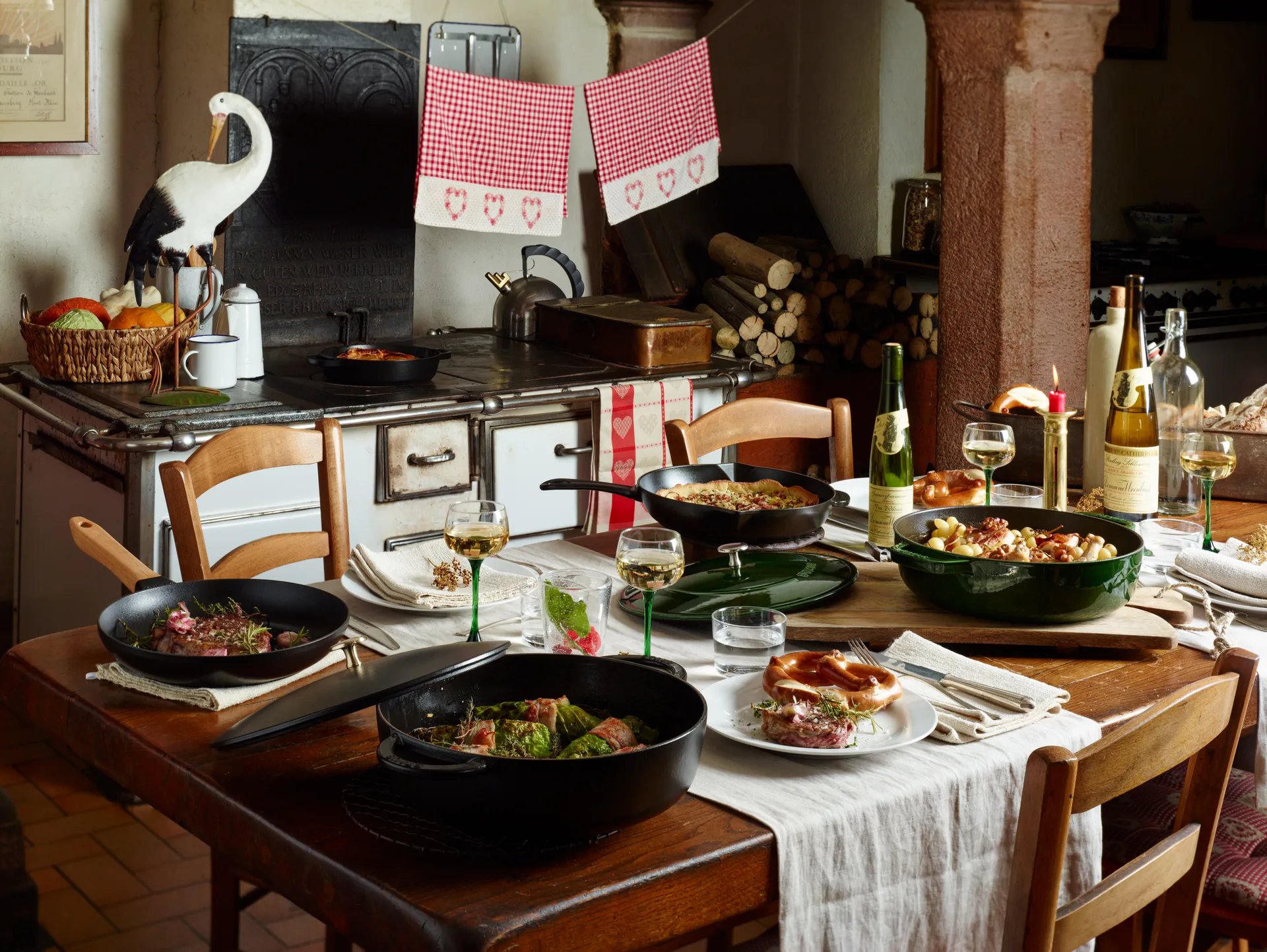 Sartén para saltear Staub Chistera de hierro fundido Ø28 cm, Verde albahaca STAUB