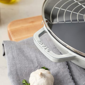 Sartén wok Staub de hierro fundido con tapa de vidrio Ø30 cm - White truffle - STAUB