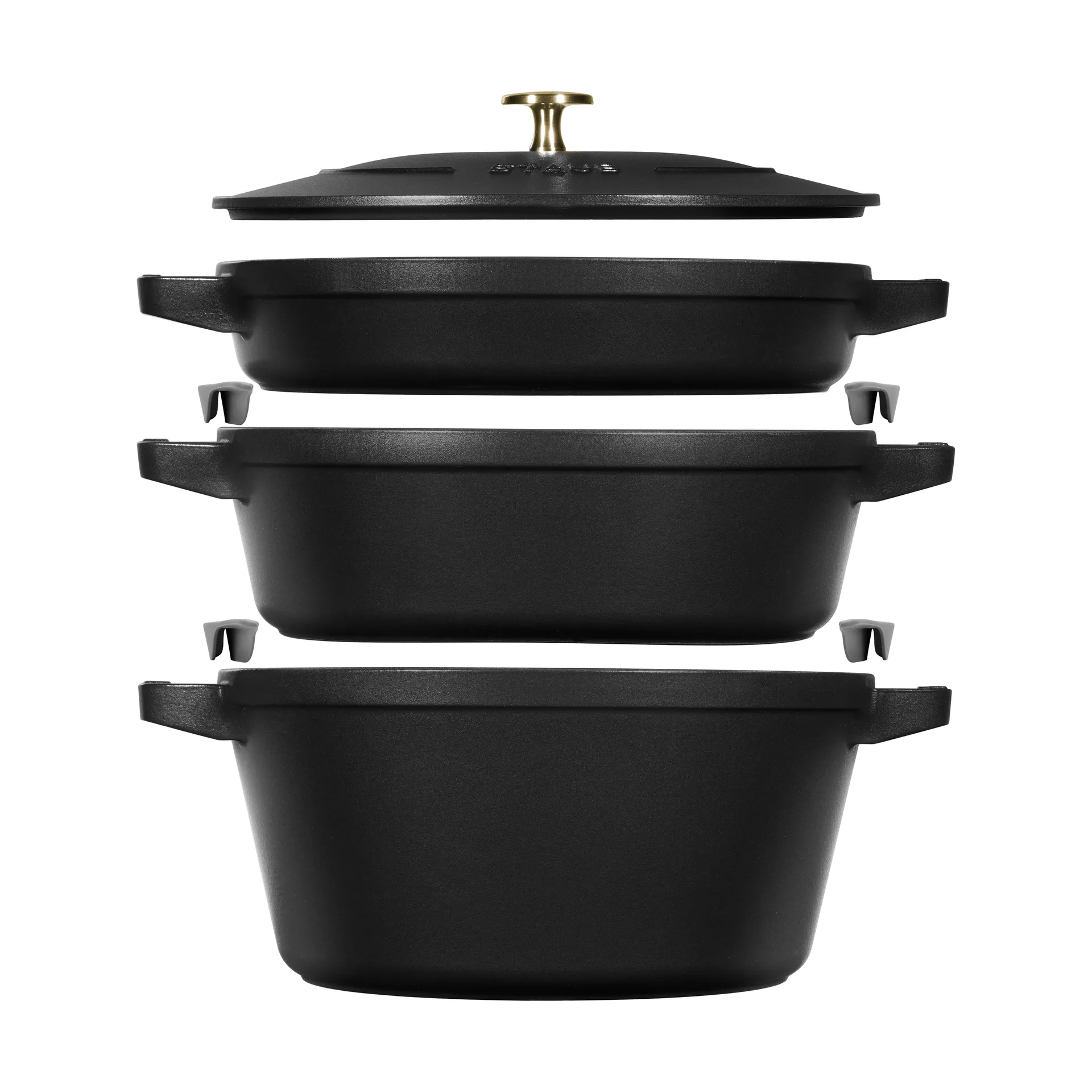 Set de ollas y sartenes Staub apilables 5 piezas, Negro STAUB