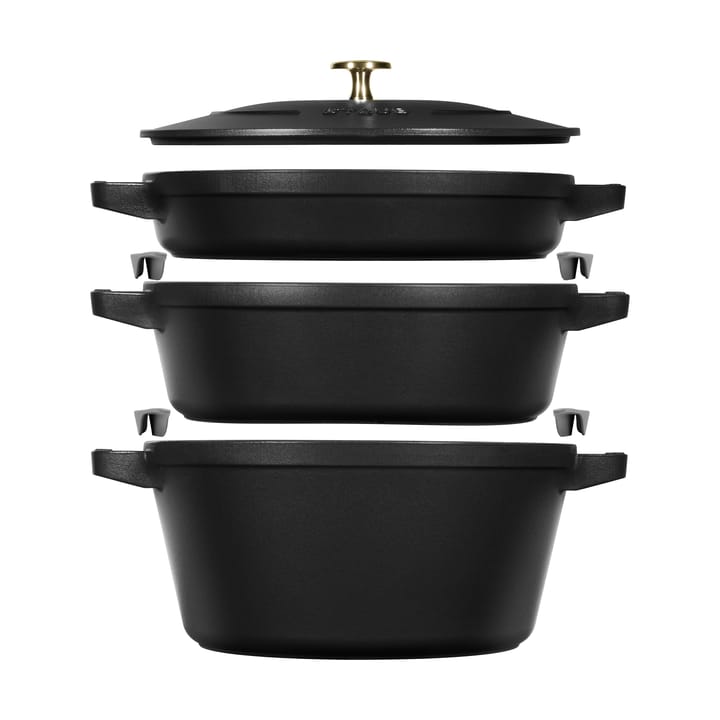 Set de ollas y sartenes Staub apilables 5 piezas - Negro - STAUB