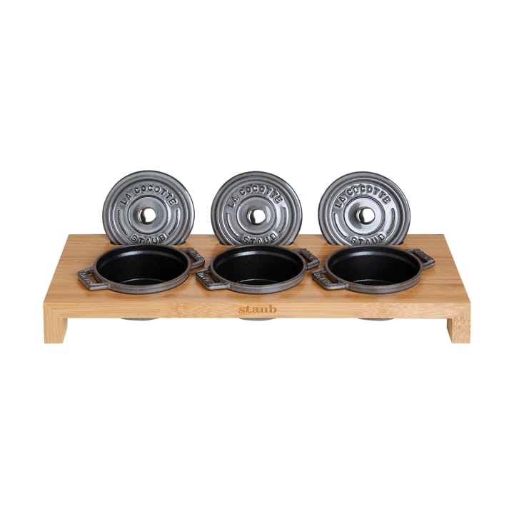 Soporte para servir Staub con 3 mini cacerolas - Bambú - STAUB