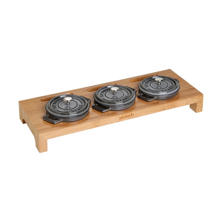 Soporte para servir Staub con 3 mini cacerolas, Bambú STAUB