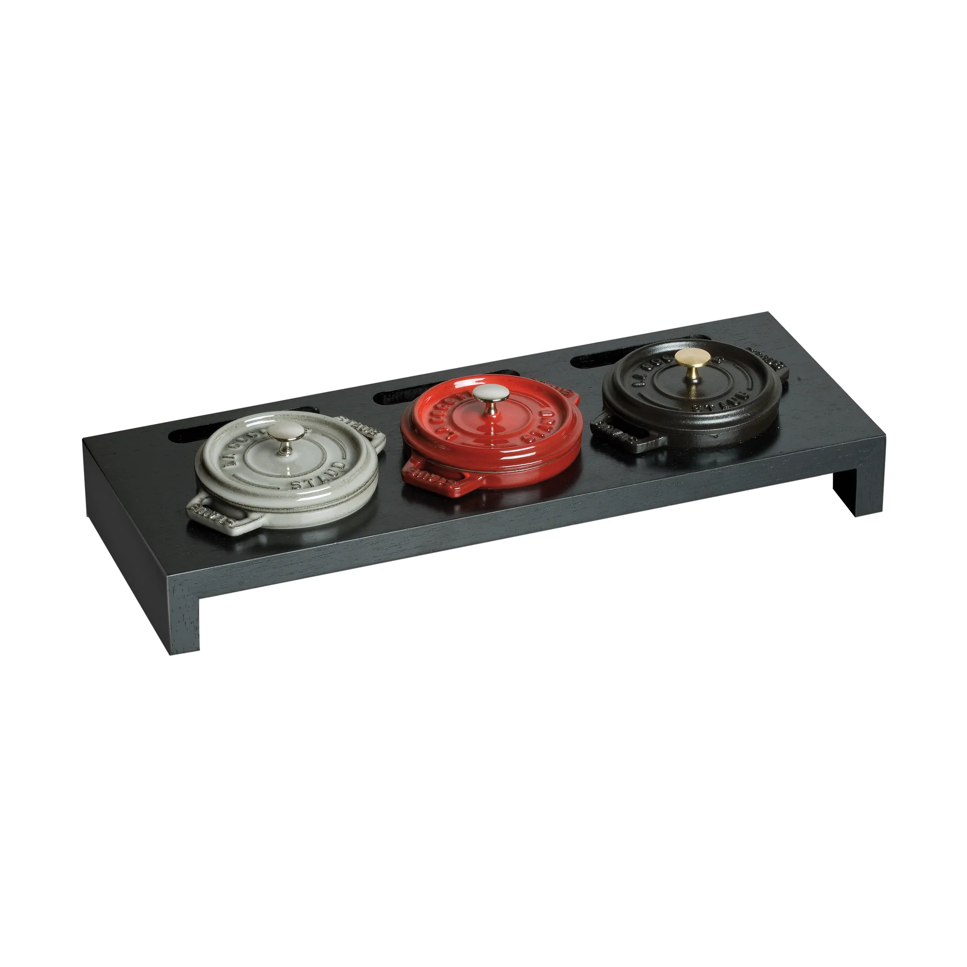 Soporte para servir Staub con 3 mini cacerolas, Negro STAUB
