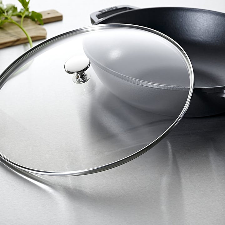 Wok con tapa de cristal Ø30 cm 4,4 L, gris STAUB