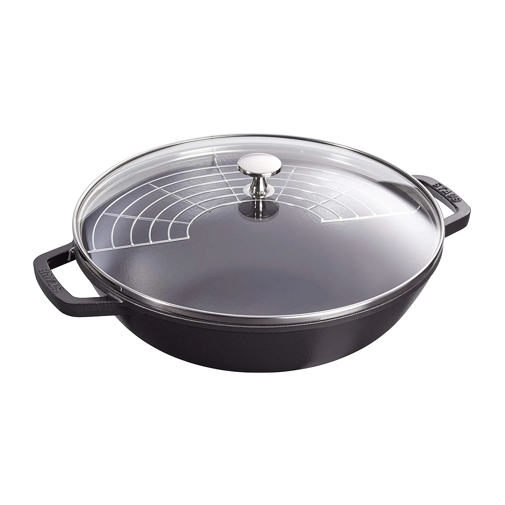 Wok con tapa de cristal Ø30 cm 4,4 L, negro STAUB