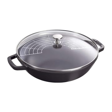 Wok con tapa de cristal Ø30 cm 4,4 L - negro - STAUB
