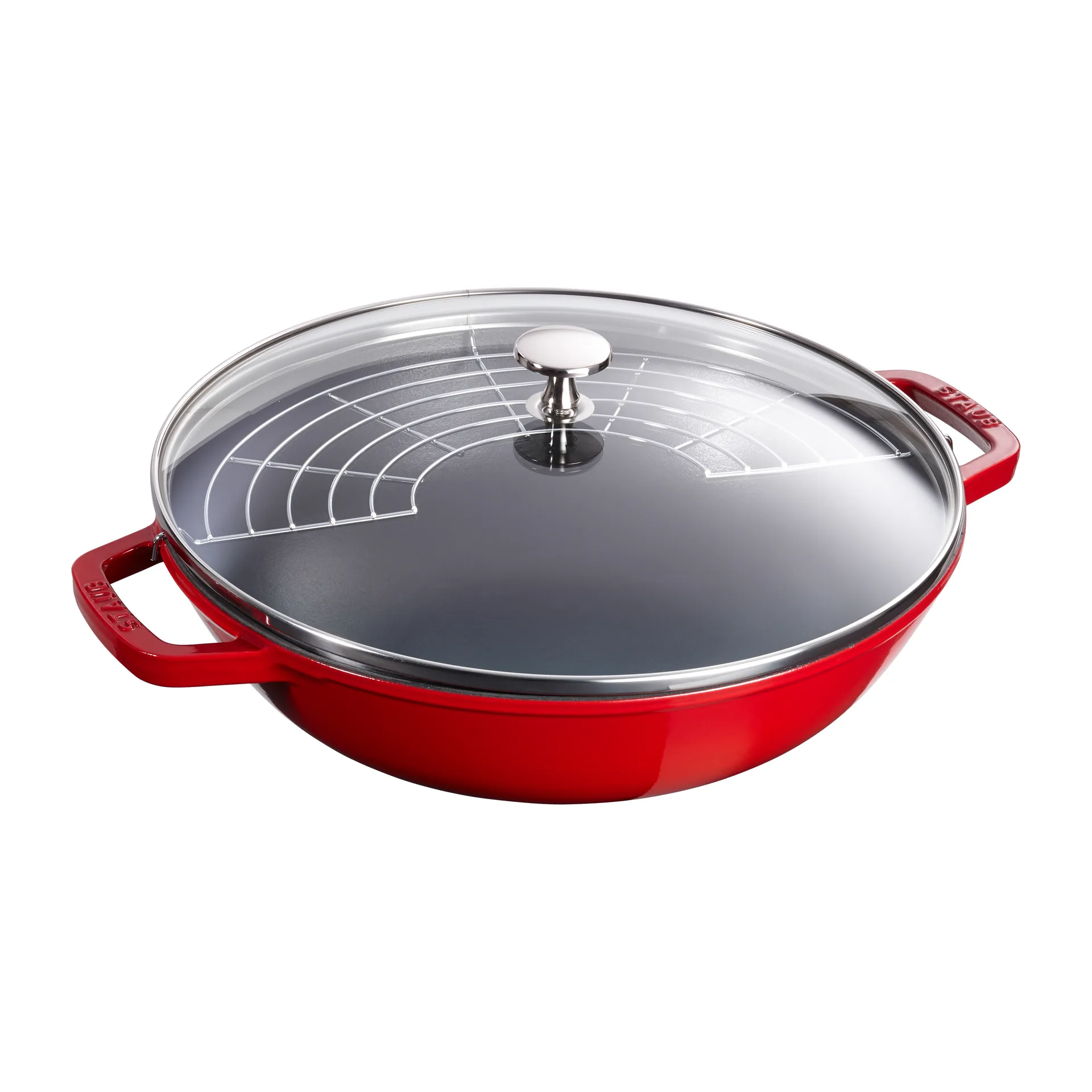 Wok con tapa de cristal Ø30 cm 4,4 L, rojo STAUB