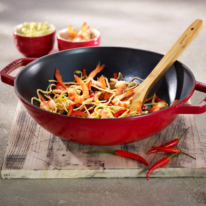 Wok con tapa de cristal Ø30 cm 4,4 L - rojo - STAUB