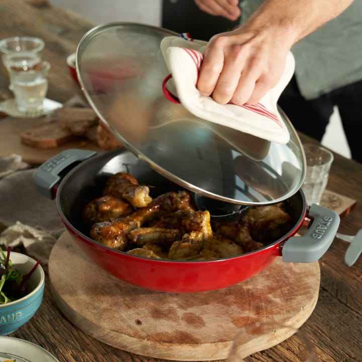 Wok con tapa de cristal Ø30 cm 4,4 L, rojo STAUB