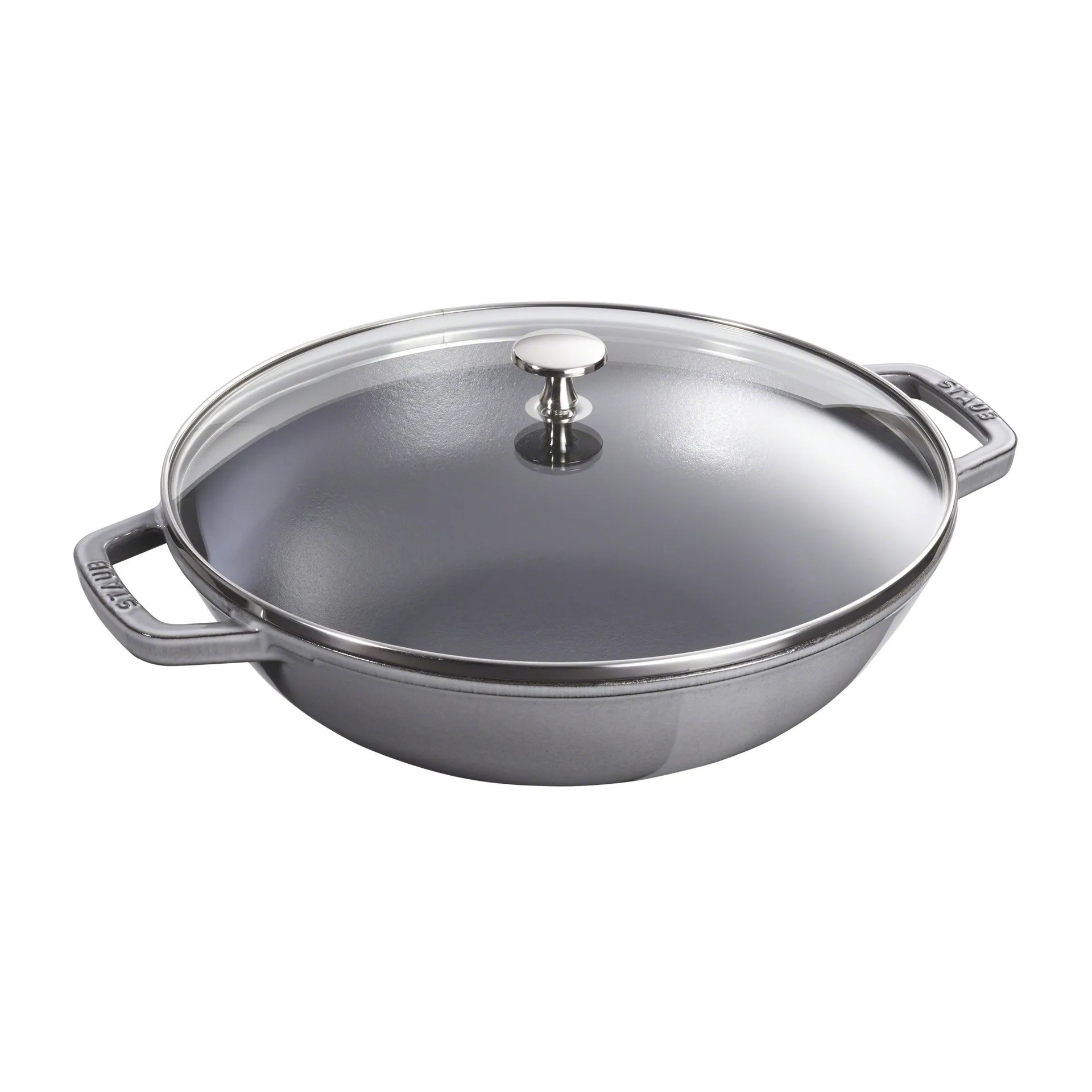 Wok con tapa de cristal Ø37 cm 5,7 L, gris STAUB