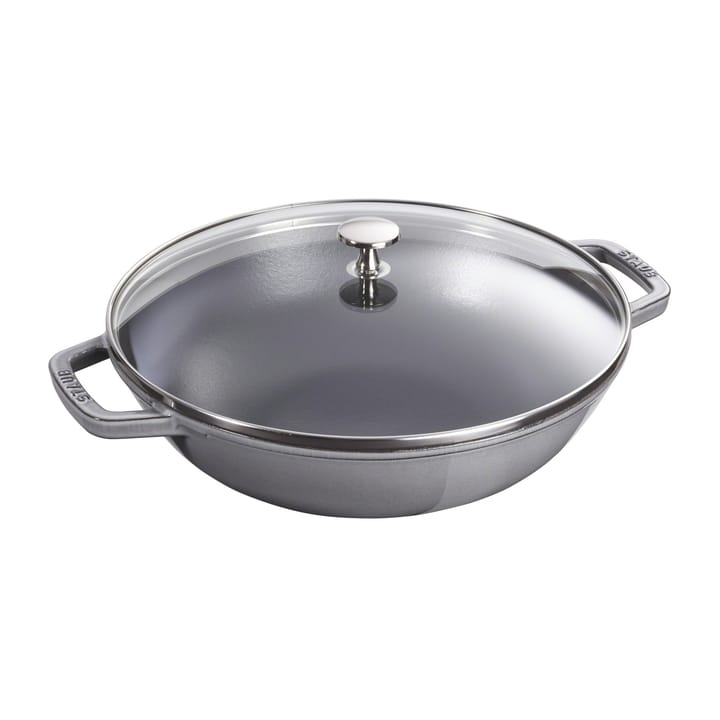 Wok con tapa de cristal Ø37 cm 5,7 L - gris - STAUB