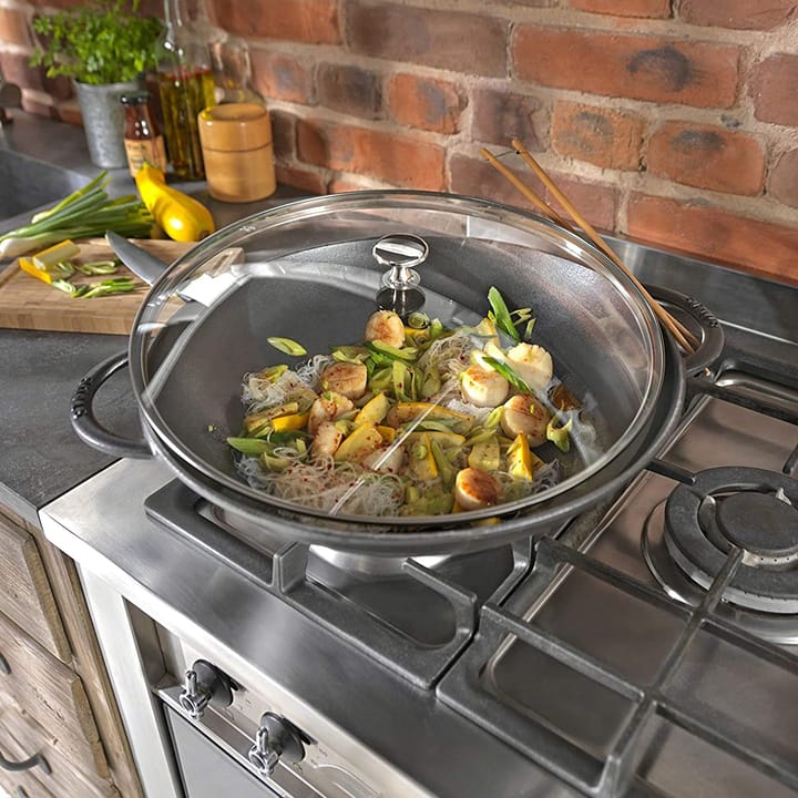 Wok con tapa de cristal Ø37 cm 5,7 L, gris STAUB