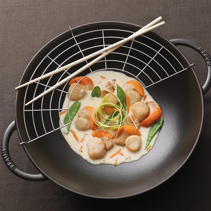 Wok con tapa de cristal Ø37 cm 5,7 L, negro STAUB